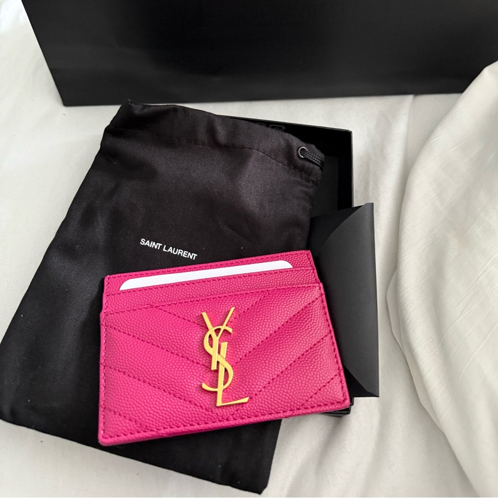 YSL CARD HOLDER IN FUCHIA
